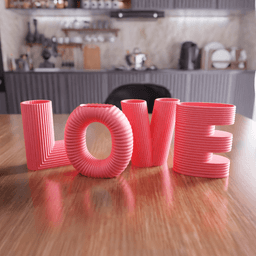 LOVE Letter Vase Set - Romantic Flower Planters 3d model