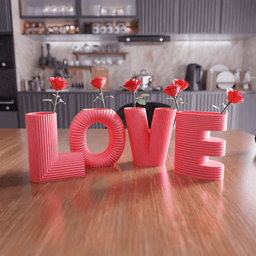LOVE Letter Vase Set - Romantic Flower Planters 3d model