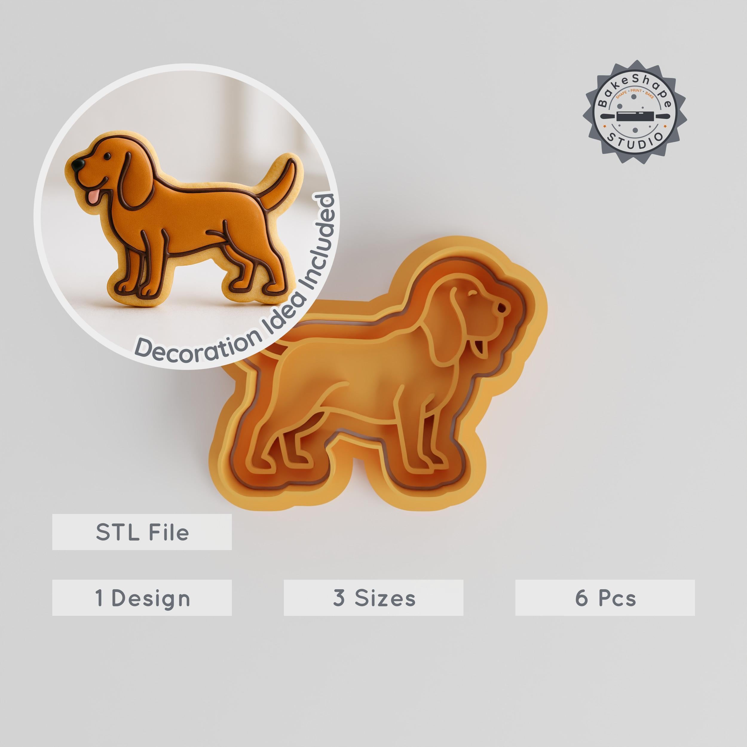Bloodhound Cookie Cutter & Stamp Set, Hound Dog Cookie Tools, 3 Size Options, Perfect for Fondant and Baking PRODUCT_262 3d model