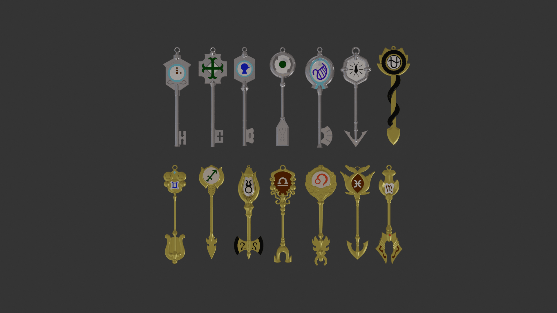 All FairyTail Celestial and Spirit Keys 3D print model 3d model