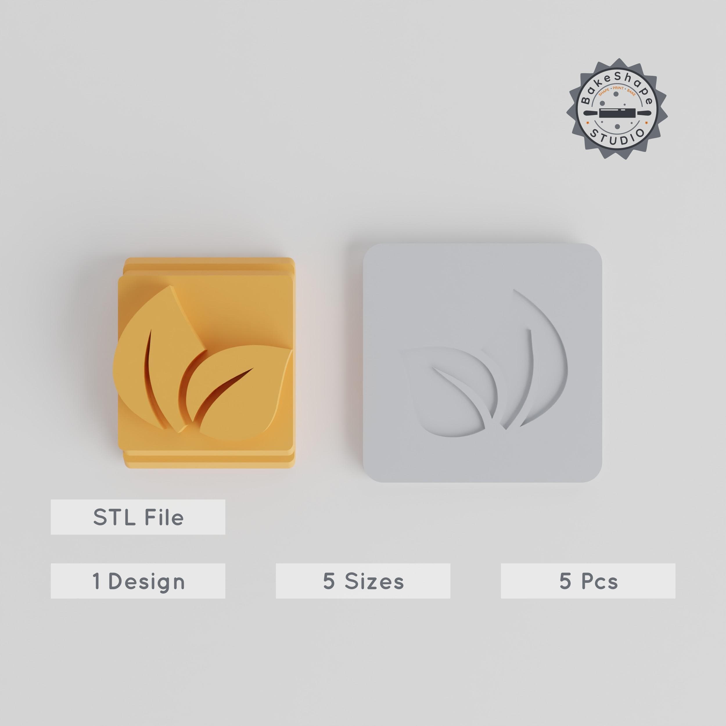 Leaf Stamp Tile Set, 5 Sizes from 20-40mm, Nature & Plant Motifs, Ideal for Clay, Cookies & Fondant PRODUCT_5081 3d model