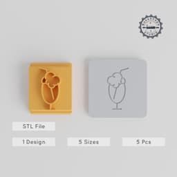 Coffee Cup Stamp Tile Set, 5 Sizes for Clay, Cookies & Fondant, Perfect for Creative Baking & Crafting PRODUCT_1778 3d model
