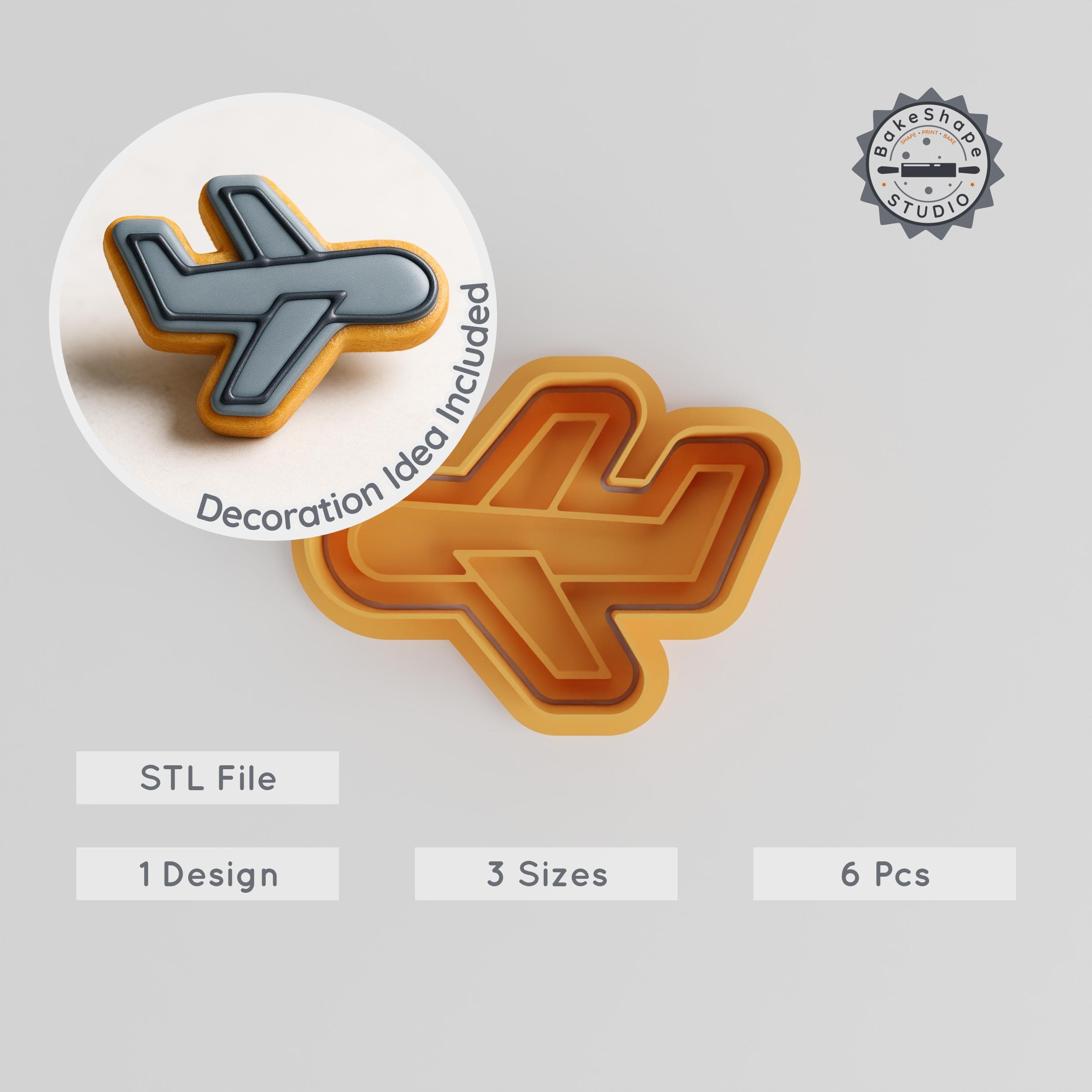 Plane Cookie Cutter & Stamp Set, Perfect for Cookies & Fondant, Includes 3 Sizes, Aviation Airplane Design PRODUCT_80 3d model