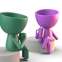 3D People Planter Set, Plant Buddy Planter, Coffee - Stanley Cup, Coffee Lover Planter, Cute Sitting 3d model