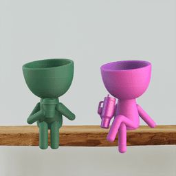 3D People Planter Set, Plant Buddy Planter, Coffee - Stanley Cup, Coffee Lover Planter, Cute Sitting 3d model
