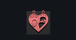 Heart Lock and Key chain 3d model