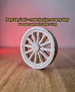 Wooden Wheel Fidget Ring with Spinning Rim 3d model