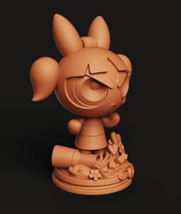 Blossom Powerpuff Girls Statue | Angry Cartoon Fan Art | Multi-Color 3D Print 3d model