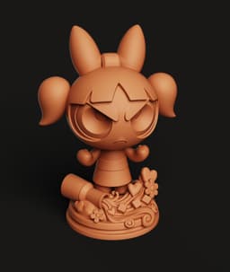 Blossom Powerpuff Girls Statue | Angry Cartoon Fan Art | Multi-Color 3D Print 3d model