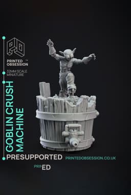 Crusher Goblin - Goblin Brewers - PRESUPPORTED - Illustrated and Stats - 32mm scale 3d model