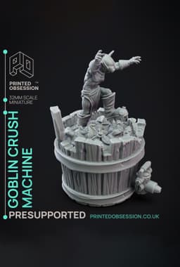 Crusher Goblin - Goblin Brewers - PRESUPPORTED - Illustrated and Stats - 32mm scale 3d model