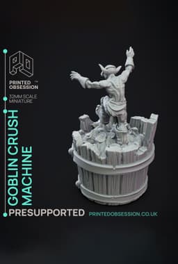 Crusher Goblin - Goblin Brewers - PRESUPPORTED - Illustrated and Stats - 32mm scale 3d model