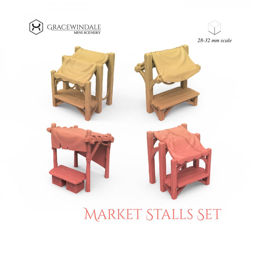 Market Stalls Set 3d model