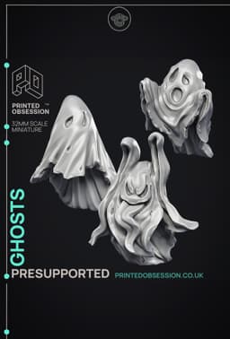Ghosts - 3 Models - Undead Creature - PRESUPPORTED - Illustrated and Stats - 32mm scale 3d model