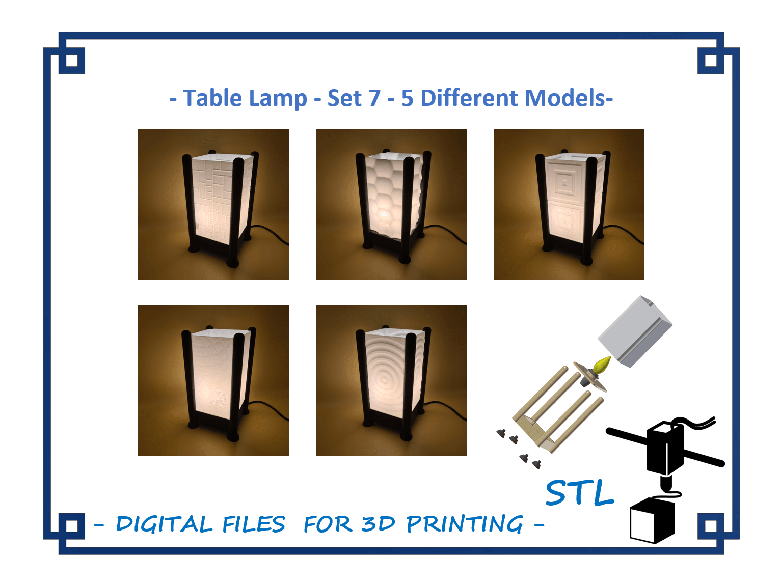 Table Lamp - Set 7 - 5 Different Models 3d model
