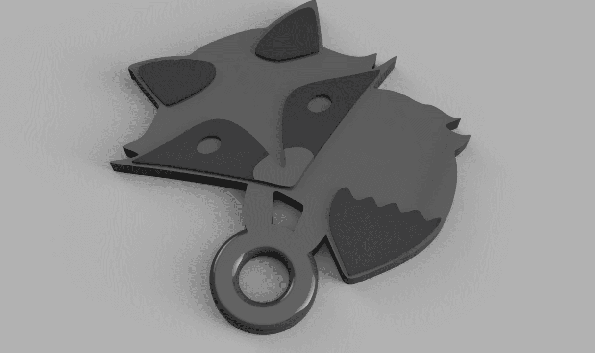 Rocky Racoon Key Ring (two colour or single 3d model