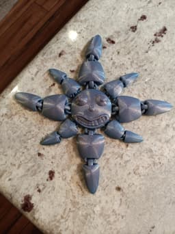 Smiling Sun - flexi fidget toy - print in place 3d model