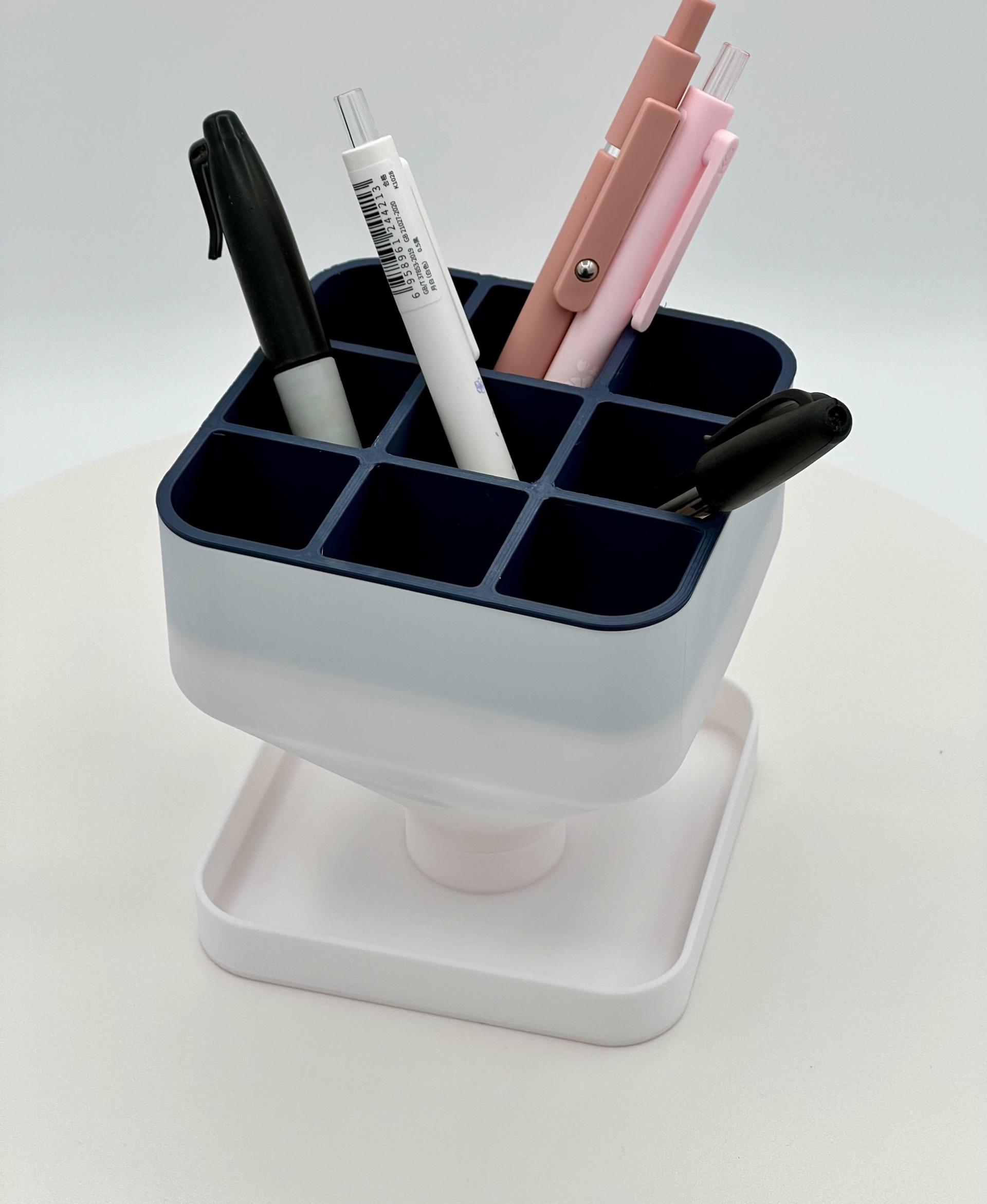 Desk Pen Holder - Printed at 50%, recommend 75% and a brim on the middle piece. 👍  - 3d model