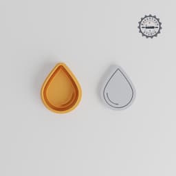 Drop Shape Cutter & Stamp, Cookie & Fondant Tool Set, Oil Drop Design, Sizes S/M/L, 6-Piece Collection PRODUCT_76 3d model
