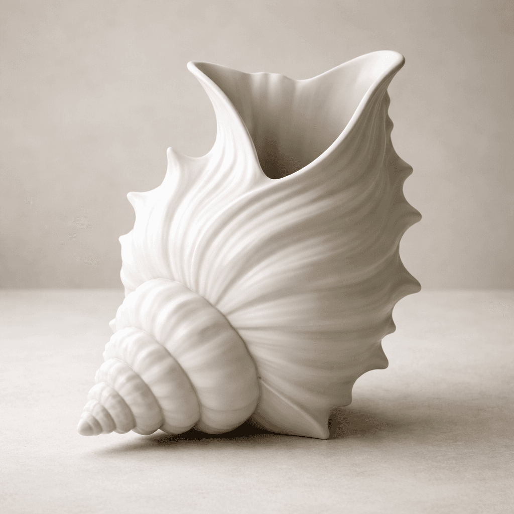 Abstract Shell Vase Minimalist Biomorphic Conch Shell Vase | Sculptural Coastal Decor - 3D ...