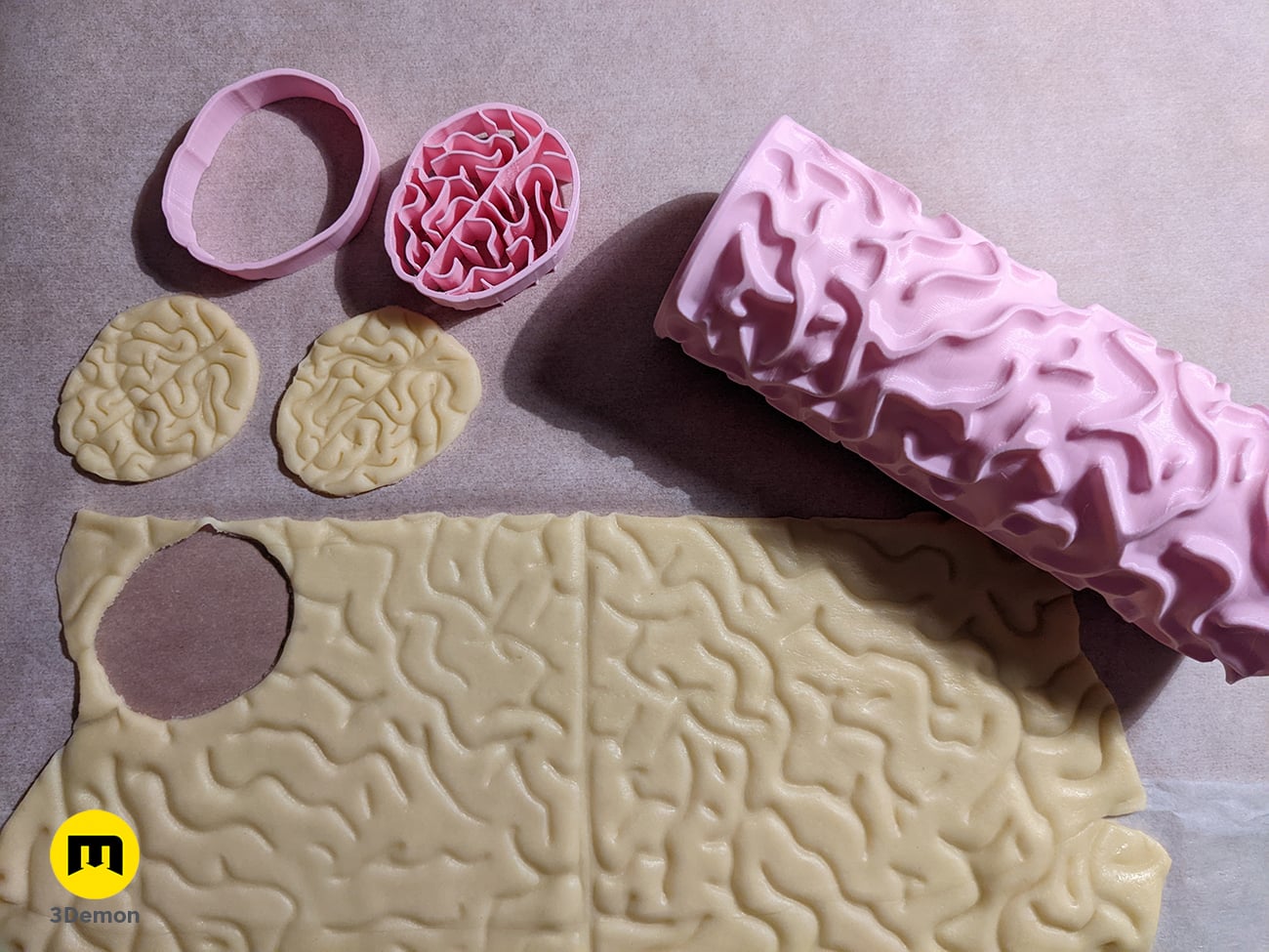 Brain Texture Roller Cookie Cutter 3d model