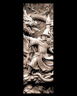 Intricate Carvings of A Epic Fantasy Battle between Mage and Dragon - Set of Bookmarks 3d model