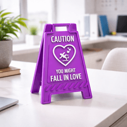 Love Caution Desk Sign Set | 2 pcs. Funny Valentine Desk Decor & Office Gift 3d model