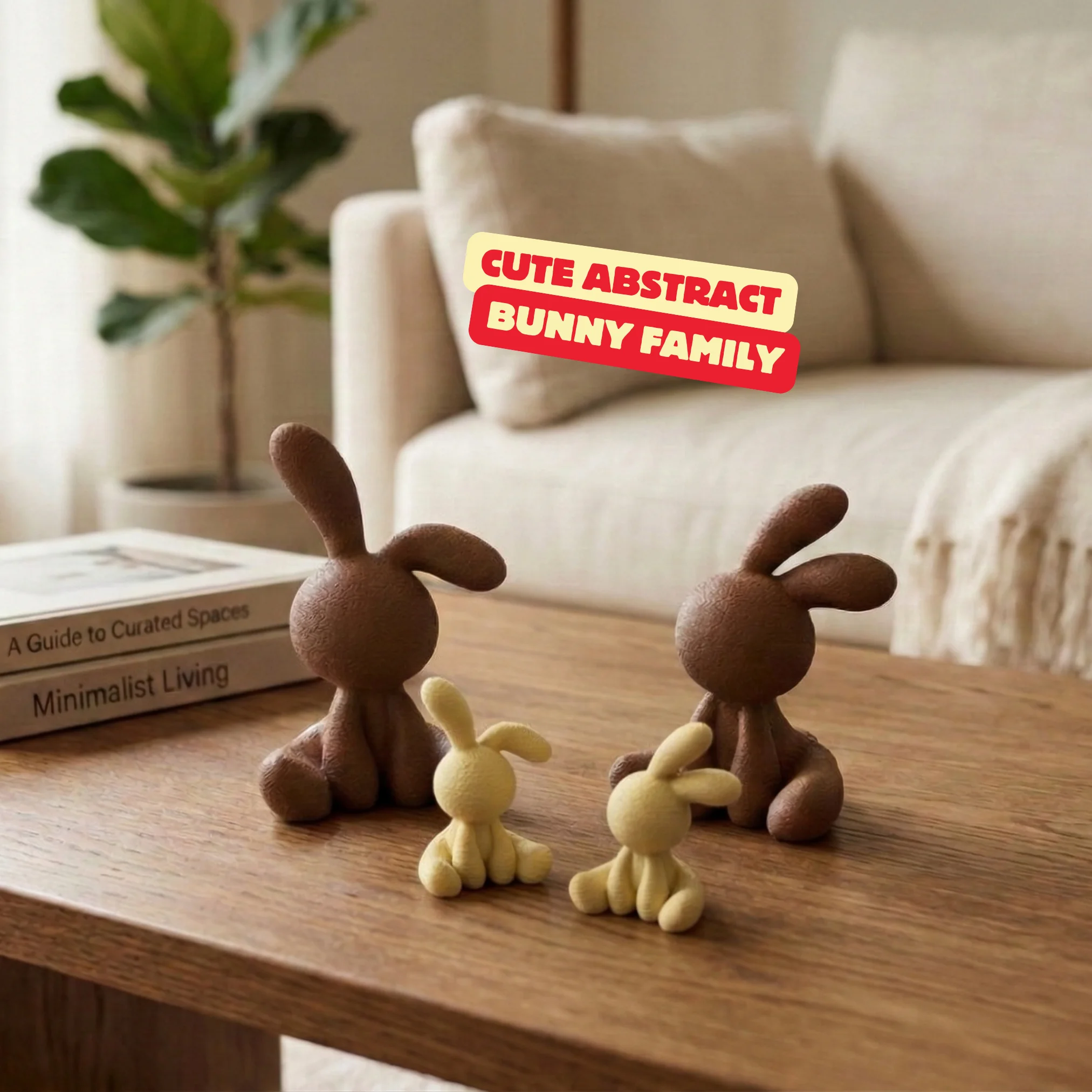 CUTE ABSTRACT BUNNY FAMILY / CUTE EASTER DECOR / BUNNY FAMILY / ABSTRACT BUNNY SCULPTURES 3d model