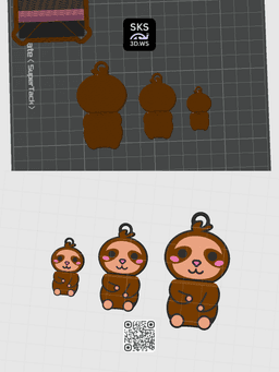 Sloth Wiggle Keyring 3d model