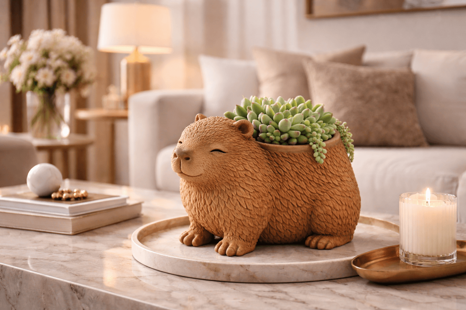 Capybara Planter STL – High-End Designer Animal Plant Pot | 3D Printable Cute Home Decor 3d model