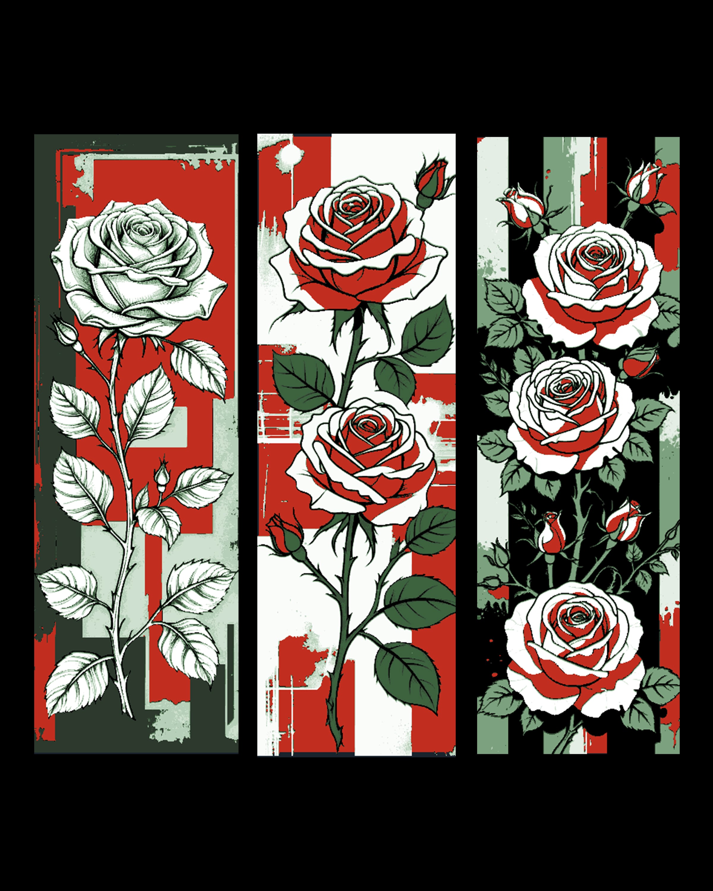 Pop art style bookmarks of Roses 3d model