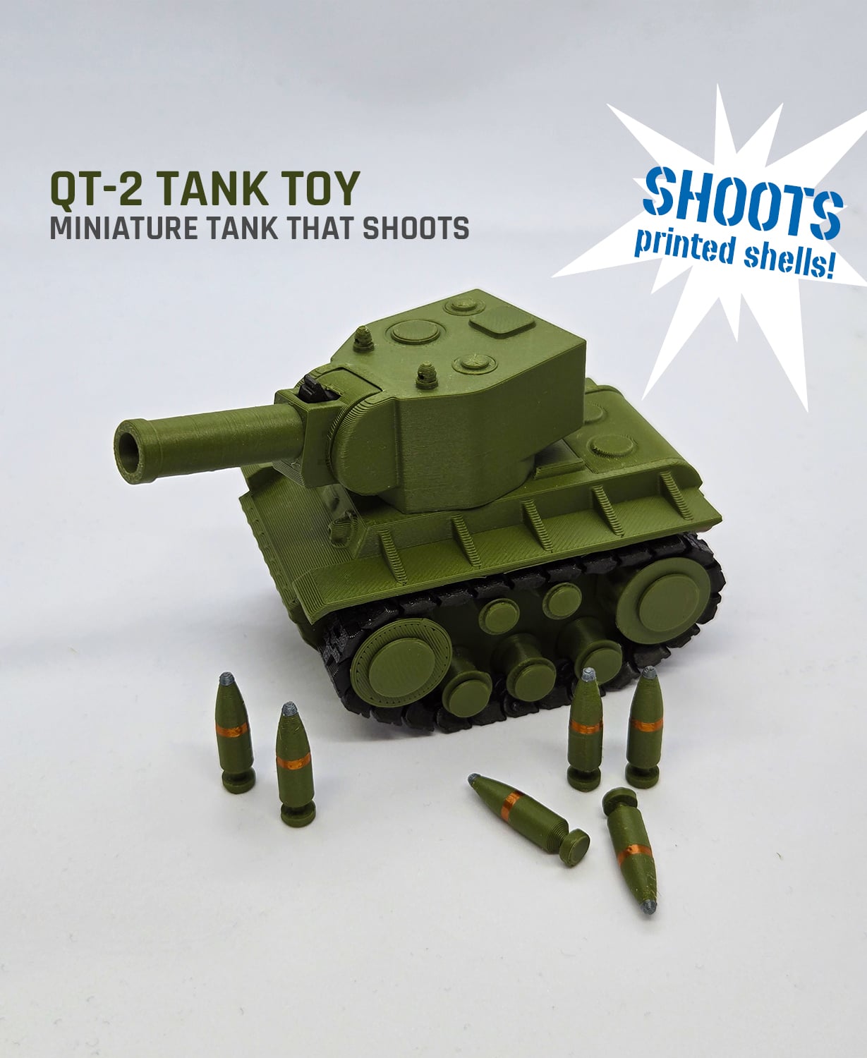 QT-2 Tank Toy — Mini tank that shoots! 3d model