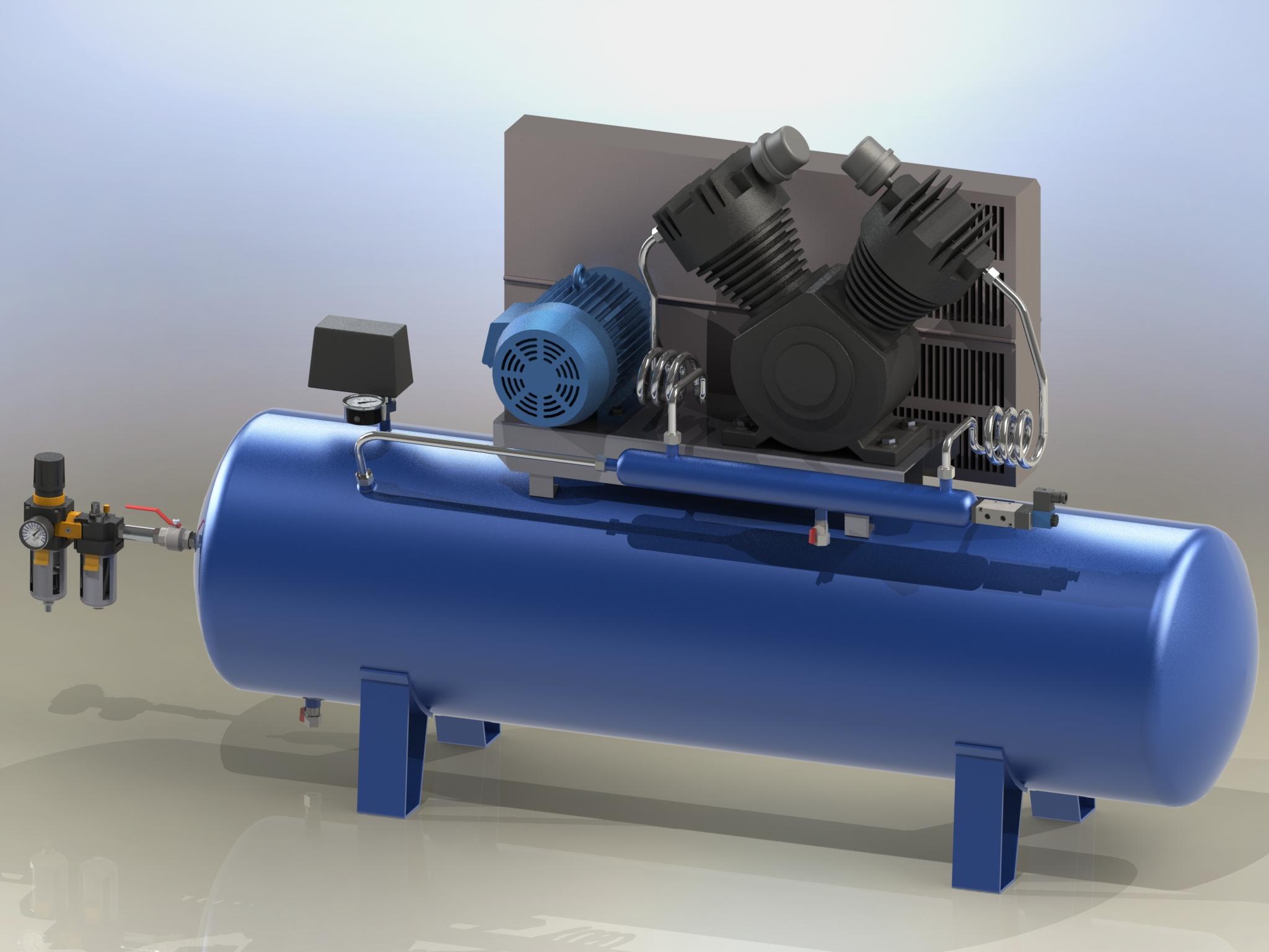 Reciprocating Air Compressor 3d model