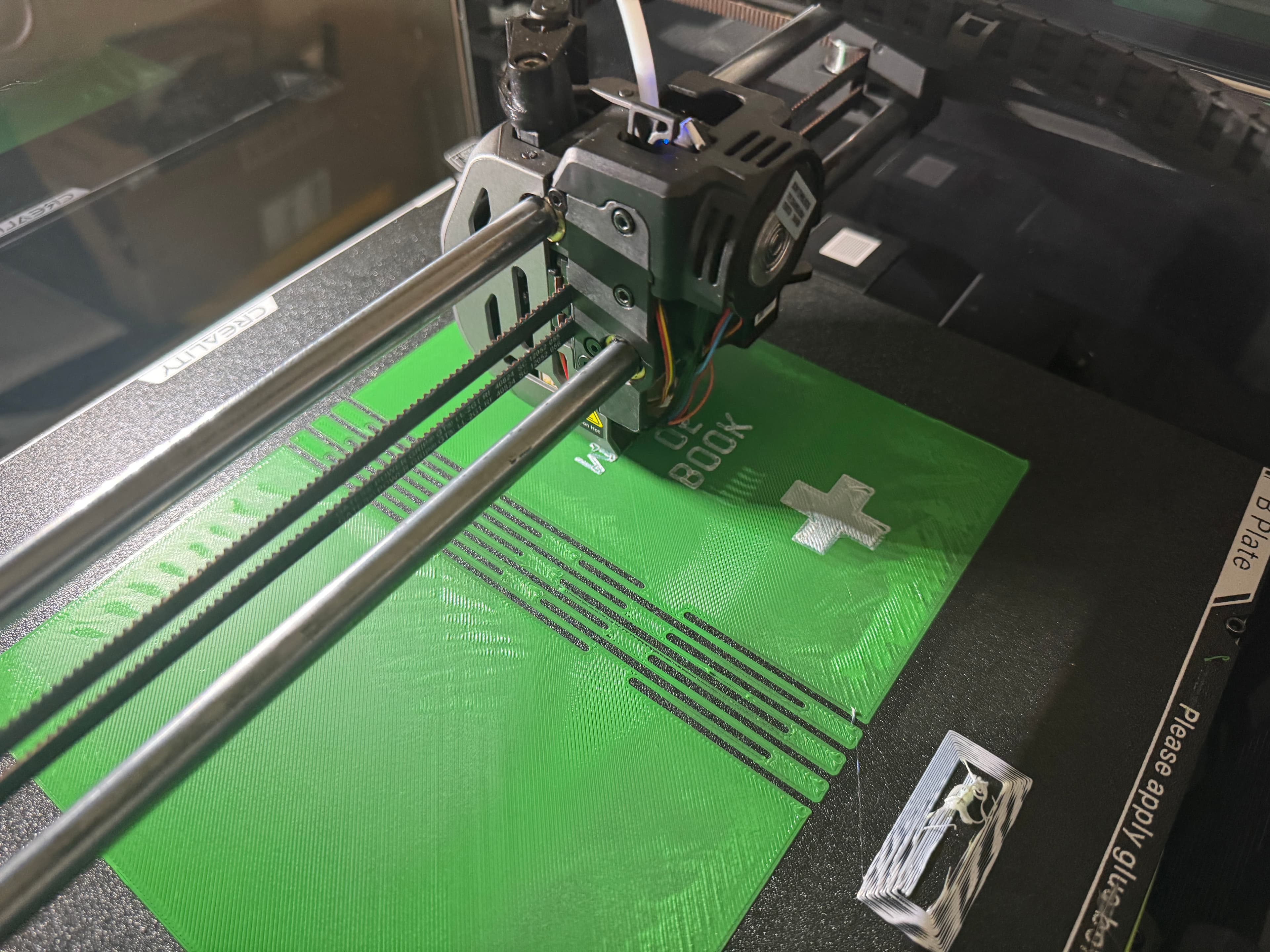 Hi,
I’m trying to print this using the .3mf file in Creality Print. I change the letters and cross to white filament in the Prepare menu, as well as color the pages to be white. But when I send it to print it starts the letters and cross on top of a solid green 1st layer. Is there something I need to do?