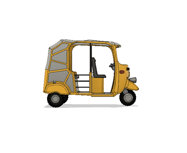 Yellow Tuk-Tuk/ Auto Rickshaw with Movements 3d model