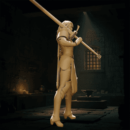 Female Knight with a Long Sword v2 3d model