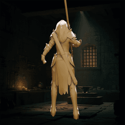Female Knight with a Long Sword v2 3d model