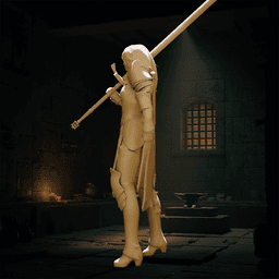 Female Knight with a Long Sword v2 3d model