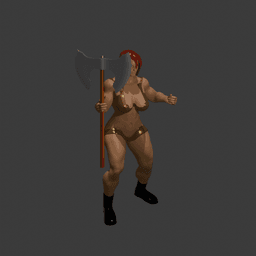 Barbarian Woman with an Axe v2 3d model