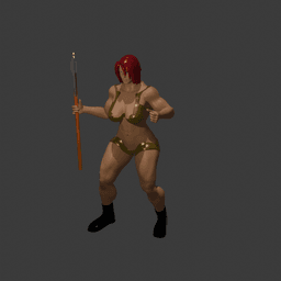 Barbarian Woman with an Axe v2 3d model