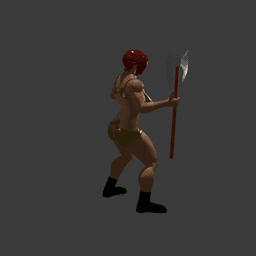 Barbarian Woman with an Axe v2 3d model