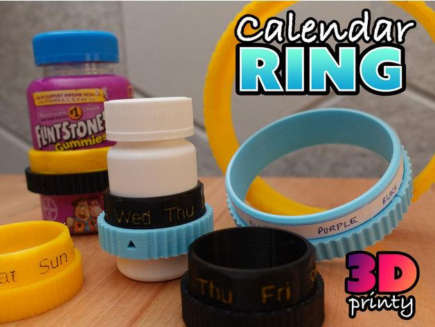 Calendar Ring (OpenSCAD) 3d model