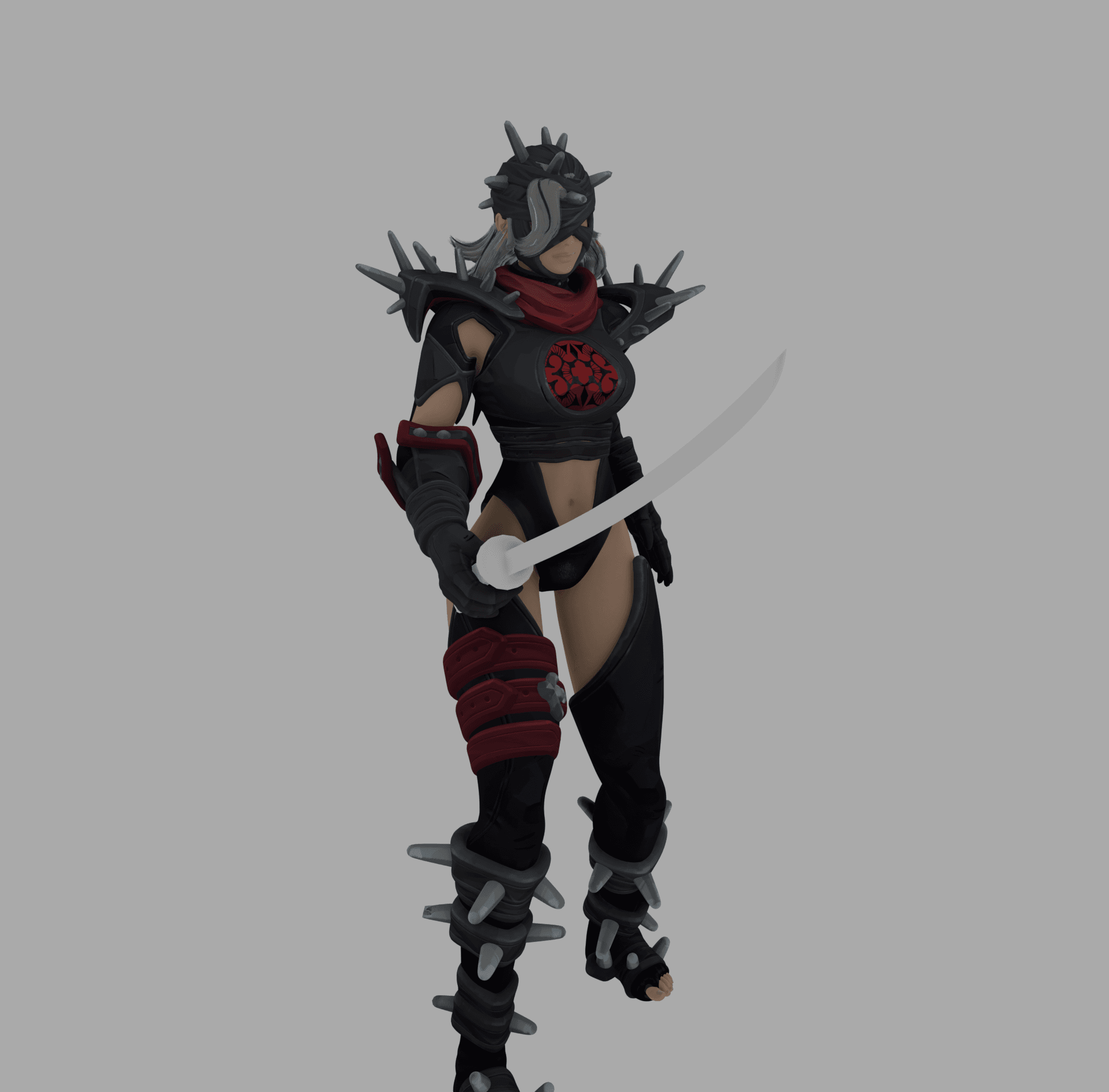 Warrior Woman with Havok Armor Chinese Dao Fantasy Armor v2 3d model