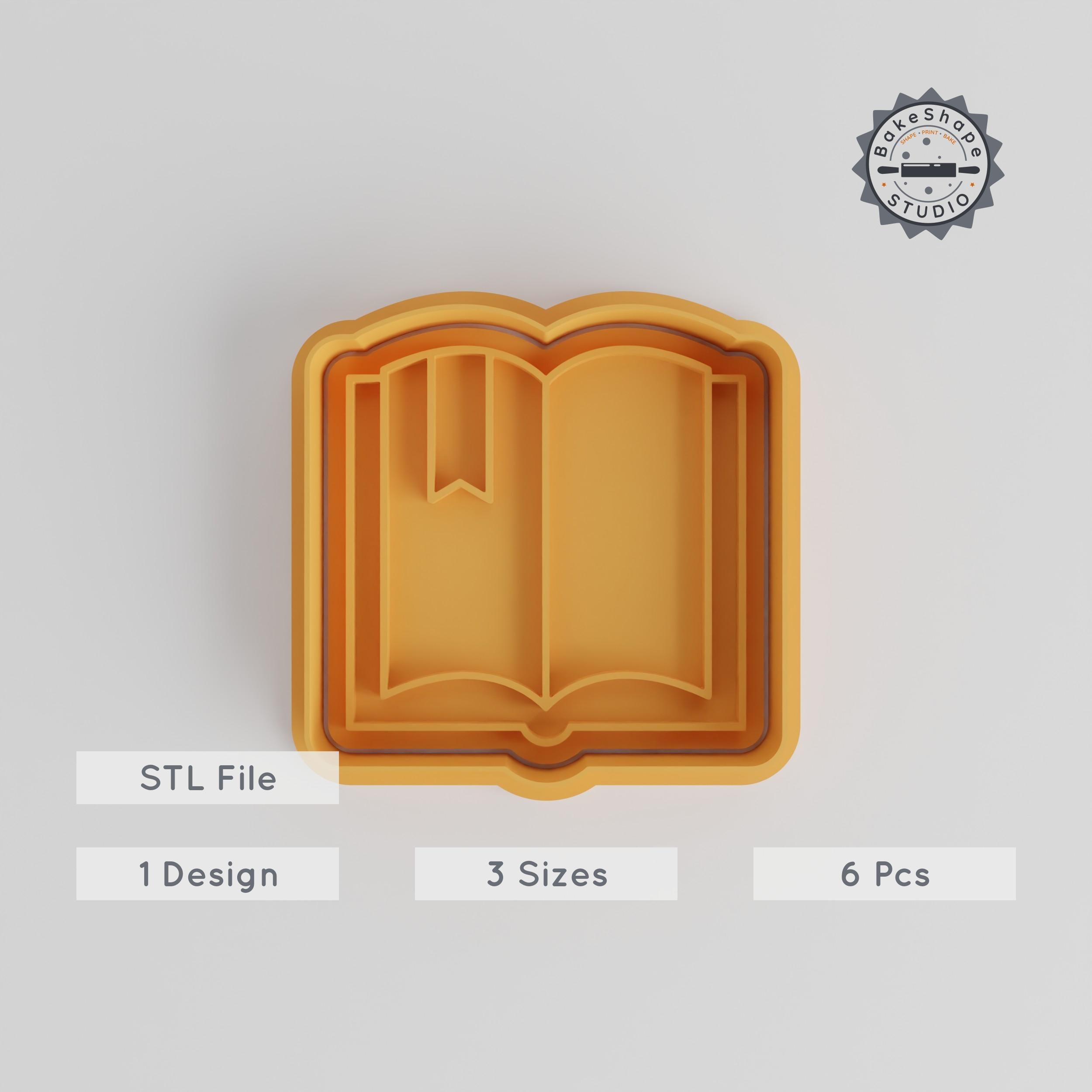 Horror Book Cookie Cutter & Stamp, Spooky Tome Set, Perfect for Halloween, Fondant, 6-Piece Collection, S/M/L Sizes PRODUCT_4315 3d model