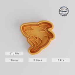 Shark Shape Cutter & Stamp, Cookie & Fondant Tool, Sea Predator Design, Set of 6, S/M/L Sizes, Ocean Animal, Cute Sea Theme PRODUCT_5577 3d model