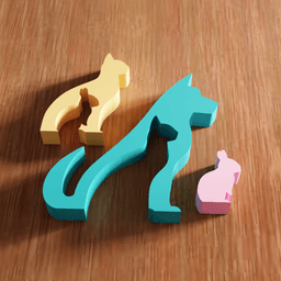 Interlocking Pet Family Sculpture 3d model