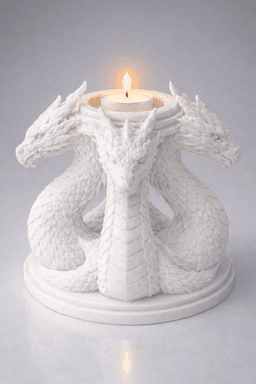 Three-Headed Dragon Tealight Holder STL – Fantasy Hydra Candle Decor 3d model