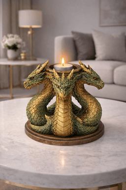 Three-Headed Dragon Tealight Holder STL – Fantasy Hydra Candle Decor 3d model
