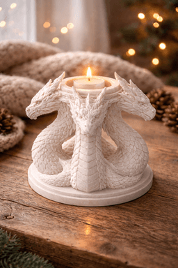 Three-Headed Dragon Tealight Holder STL – Fantasy Hydra Candle Decor 3d model