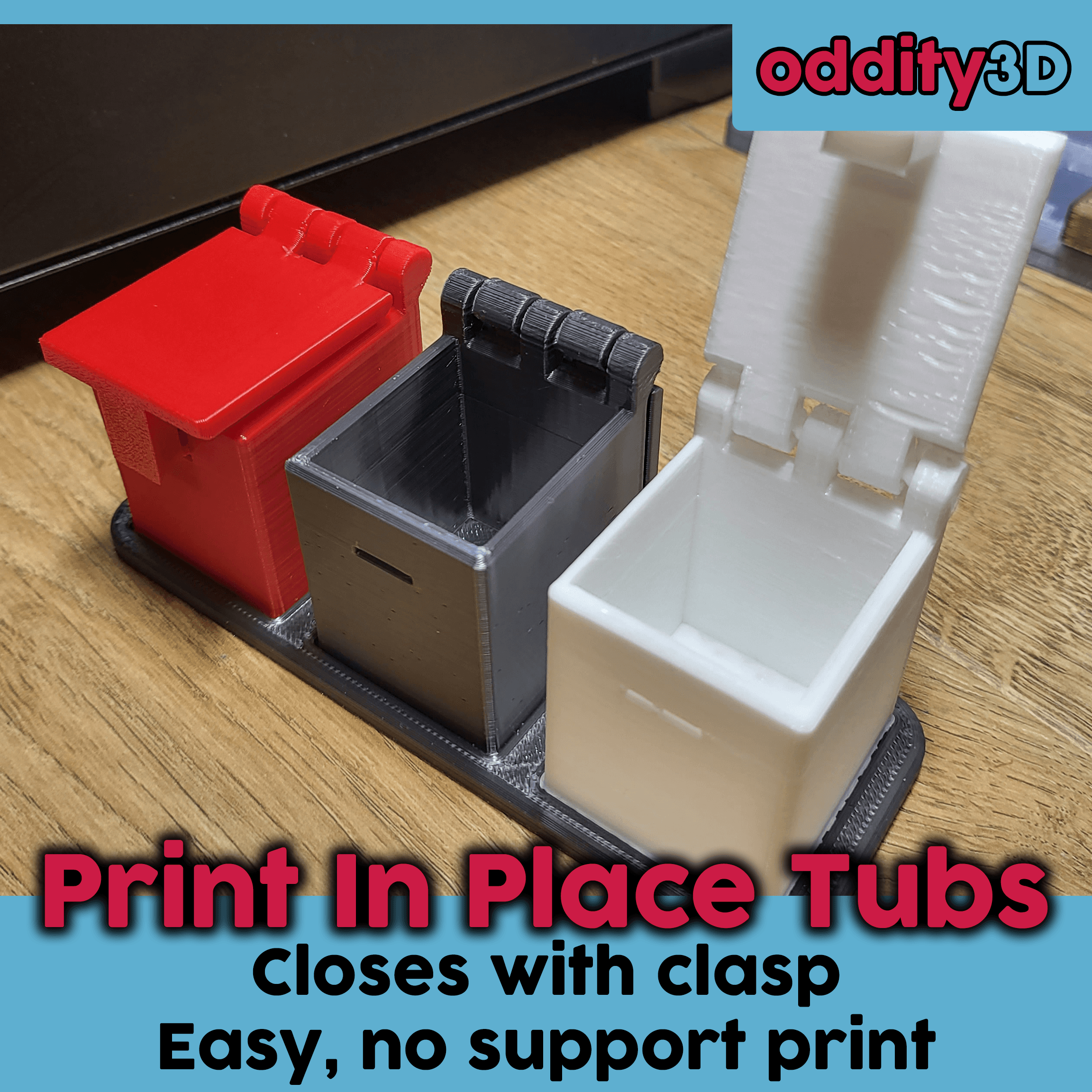 Easy print in place little tub with closing lid 3d model